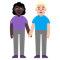 Woman and Man Holding Hands- Dark Skin Tone- Medium-Light Skin Tone emoji on Microsoft